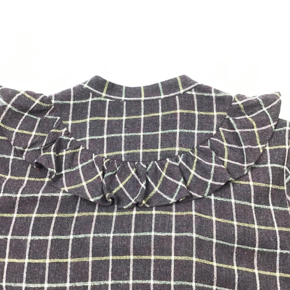 Madewell Deep Purple Plaid Ruffle Button Down Top - Picture 8 of 12